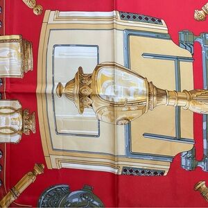 Hermes Red and Gold Scarf
